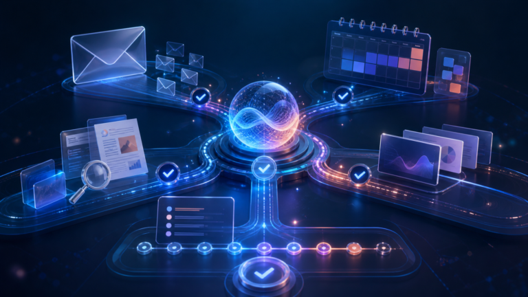 Núcleo digital coordena fluxos de e-mail, calendário, pesquisa, apresentações e tarefas recorrentes
