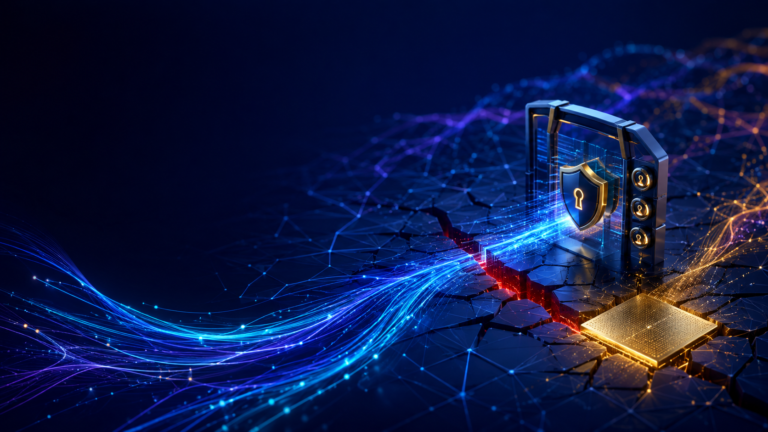 Fluxo abstrato de dados atravessa um gate de segurança e sela uma vulnerabilidade com um patch dourado